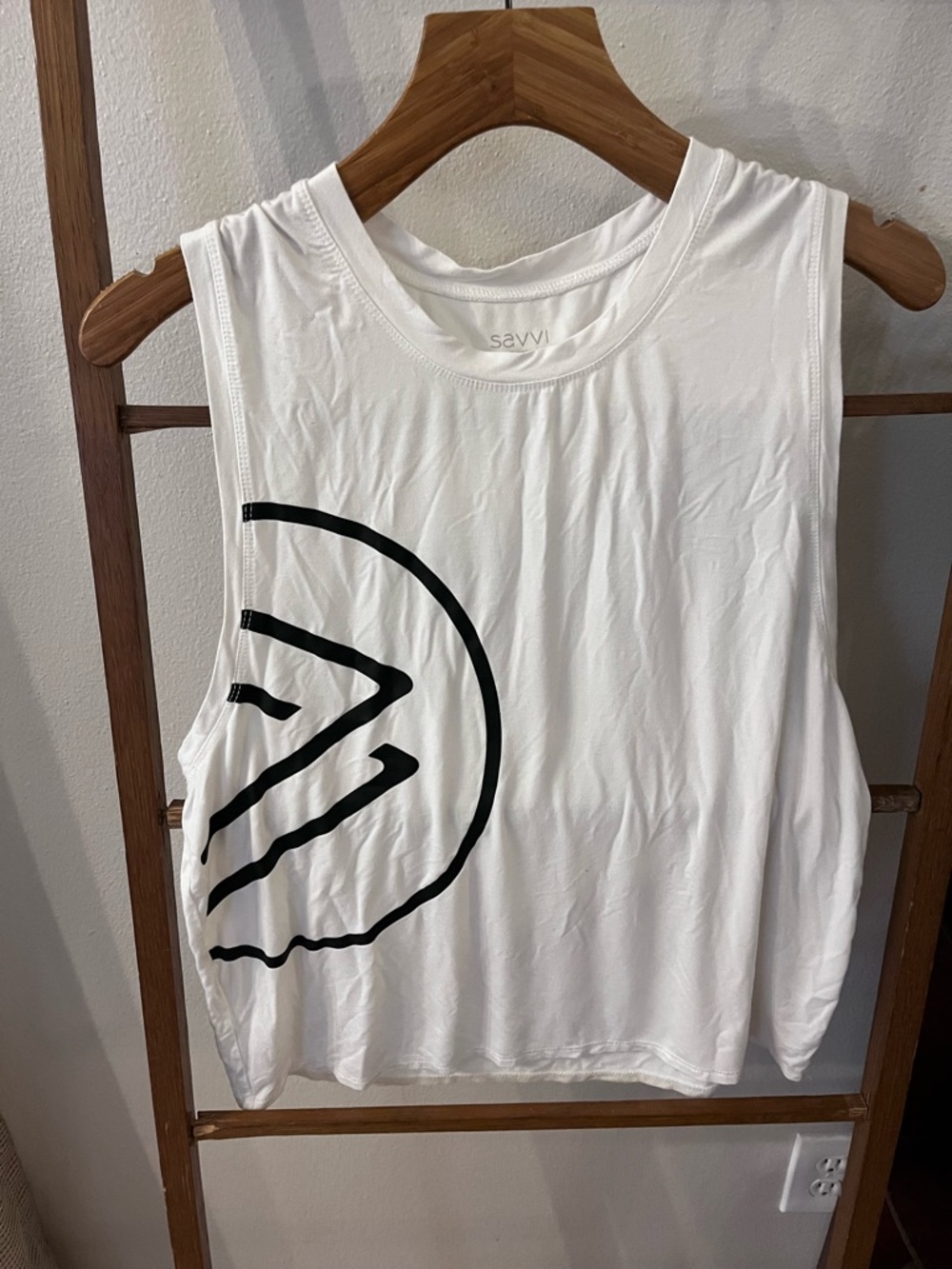 Savvi White Graphic Muscle Tank Top